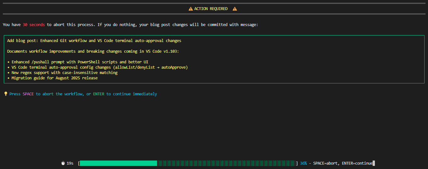 Enhanced terminal UI with progress bars and responsive layout. Wide view.